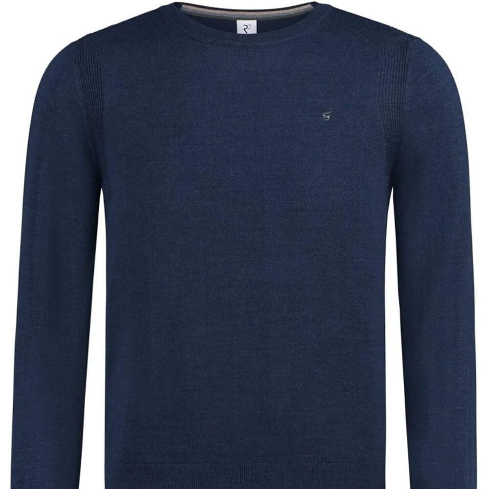 R2 Amsterdam Navy Wool Blend Crewneck Sweater